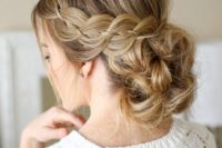 17 a four strand braid low bun with a bump and a touch of mess is an amazing idea for a boho bride