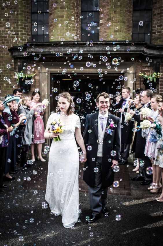 bubbles are a whimsy idea for a wedding exit, it will look super dreamy and catchy