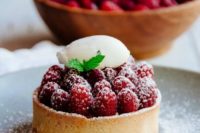 22 a raspberry, mint, lime and white chocolate tart is a delicious dessert to go for
