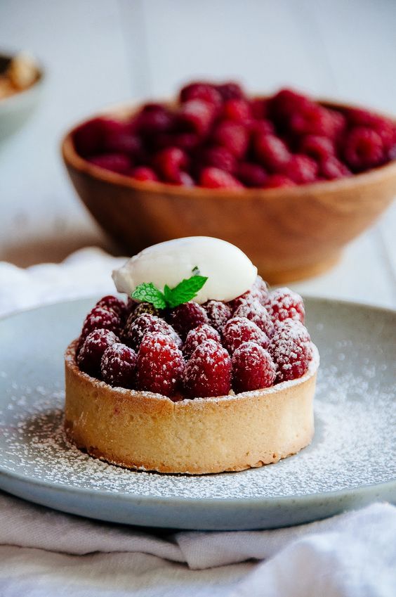 a raspberry, mint, lime and white chocolate tart is a delicious dessert to go for