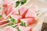 22 fresh watermelon pieces are a great treat for a summer wedding and everyone will love them