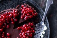 24 a decadent chocolate pomegranate berry tart is a delicious winter wedding dessert