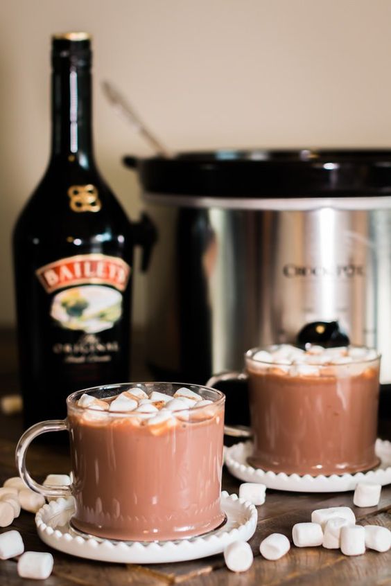 Bailey's Irish Cream chocolate cocktail with marshmallows is a tasty dessert drink