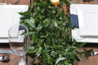 DIY fresh greenery table runner for weddings