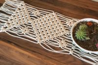 DIY simple square knot macrame table runner