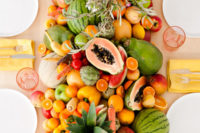 DIY lush fruit and vegetable wedding table runner