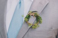 04 a little greenery wreath boutonniere with a small twine bow is right what you need to refresh the outfit
