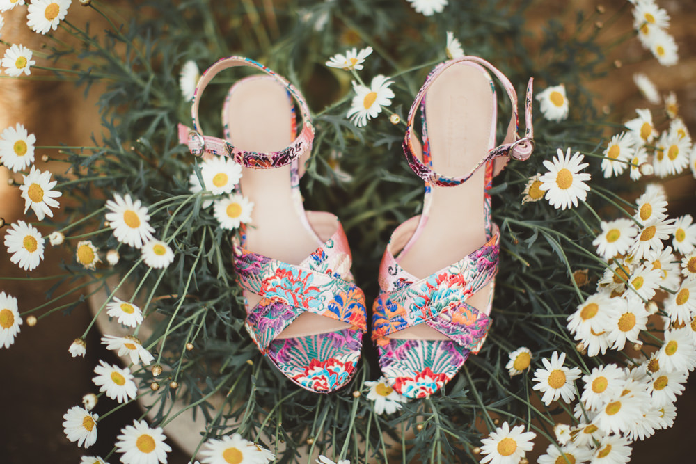 Here are the bridal shoes, bright and colorful ones