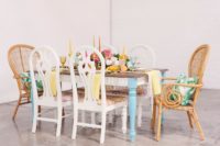 07 The wedding table was styled with bright shades, florals and fruits plus a colorful runner