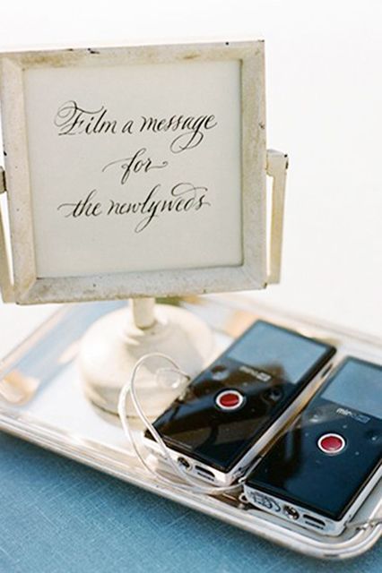 an electronic guest book, such as an ipad or compact video recorder, is a fun way for guests to interact and a great alternative if you don't have a videographer