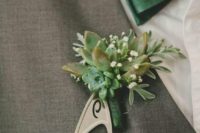 09 Star Trek inspired boutonniere with succulents and baby’s breath for the real fans