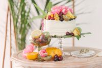 cute and bright buttercream wedding cake