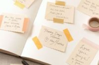14 a simple washi tape guest book idea with some greets and wishes from your guests