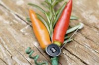 17 a fun rosemary, peppers and button boutonniere will add a bright touch to your wedding