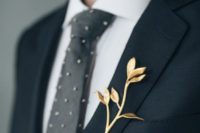 20 a 3D printed metal boutonniere in gold is a fantastic boutonniere to add a natural yet whimsy touch