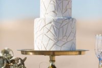 creative modern all-white wedding cake