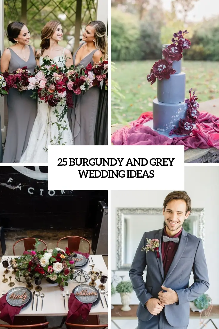 refined burgundy and grey wedding ideas cover