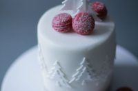 25 sugared cranberry macarons and white chocolate trees are amazing for a winter or a winter holiday wedding