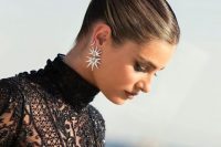 an elegant top knot with a sleek top is always a good that works for most of styles, a perfect updo