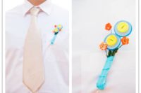 DIY colorful button boutonniere