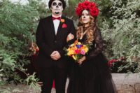 01 This spooktacular wedding shoot was inspired by the Day of the Dead and took place outside