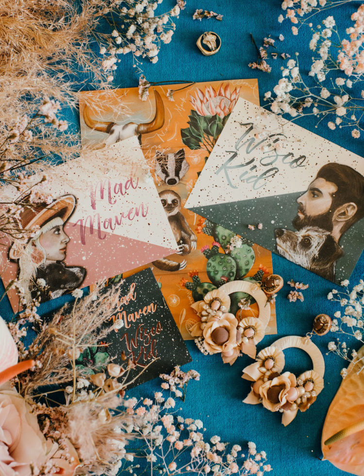 The wedding stationery was colorful and creative just like the couple themselves