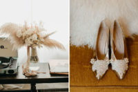 03 The wedding shoes with lace and embellishments are adorable
