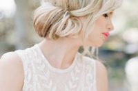 03 a chic side low updo with locks down is a chic solution for a modern romantic bride ad is rather long-lasting, fitting even shoulder length hair