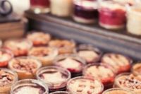 06 pies in jars are amazing for winter and Christmas weddings, you can DIY them and they will make your guests feel cozy