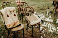 chairs covered with blankets