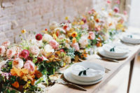 pretty floral wedding table runner