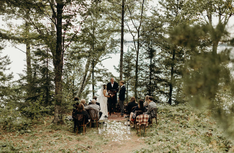 The wedding ceremony was intimate and cozy, right on the shore of the lake