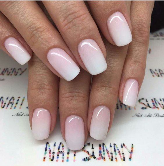 ombre pink and white nails for a frosty look of your nails, ombre is a hot trend