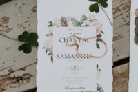 02 The wedding invitation suite was done with a raw edge and neutral blooms handpainted