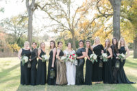 05 The bridesmaids were wearing mismatching black maxi gowns and the maids of honor were rocking gowns with a touch of sparkle