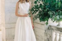 05 a minimalist wedding separate with a halter neckline crop top and a high low skirt
