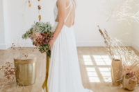 minimalist cutout back wedding dress