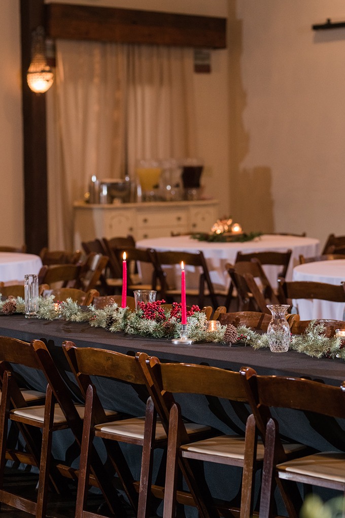 The wedding reception space was decorated by the bride, her family and friends