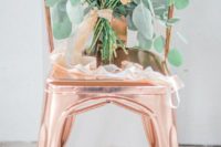 10 a copper chair and a sweet peach rose and lush greenery proves that such a color combo is a very tender and soft one