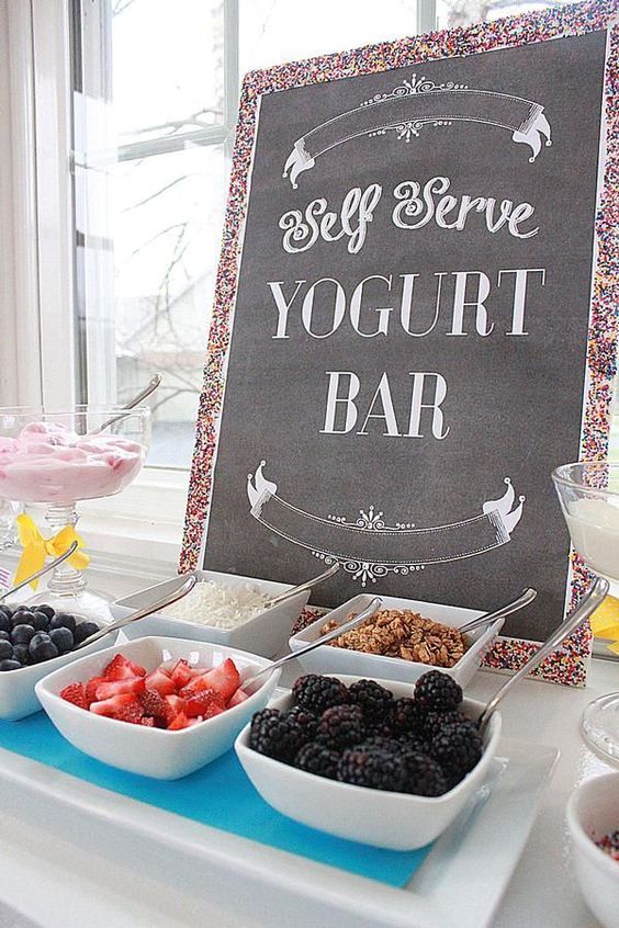 offer breakfast food, for example, make a yogurt bar with various fruits