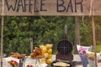 a waffle bar is another cool idea for a brunch wedding, many people love waffles