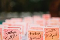 19 watercolor coral and pink wedding escort cards combine two trends in one