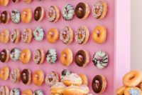 cute pink donut wall for a wedding