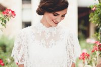 25 a lace capelet over a plain wedding dress will add romance to your wedding outfit