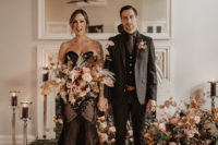 01 This earthy and moody wedding shoot features refiend details and a beautiful color scheme of black and earthy tones