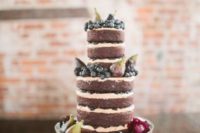 02 a vegan gluten-free naked chocolate wedding cake with espresso icing and fresh blackberries and figs