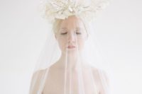 04 a fantastic lunaria wedding crown with a veil will make your bridal look very inspiring and catchy
