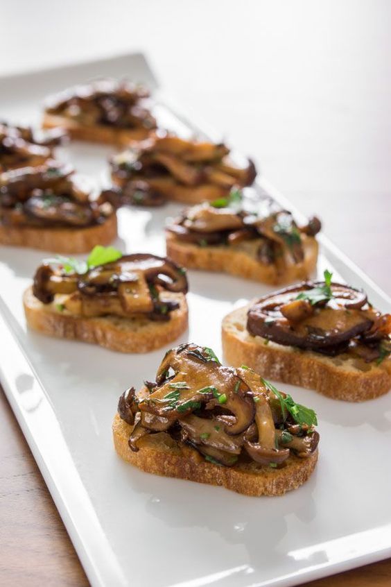 mushroom bruschetta with high quality mushrooms, olive oil and balsamic vinegar