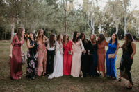 06 The bridesmaids were all wearing mismatching outfits including plain and floral gowns