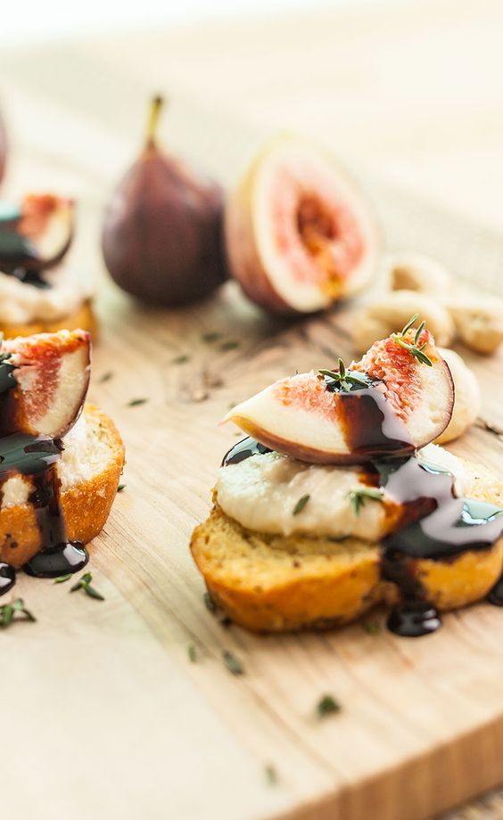 fig and cashew cheese canape with soy sauce are amazing for fall weddings